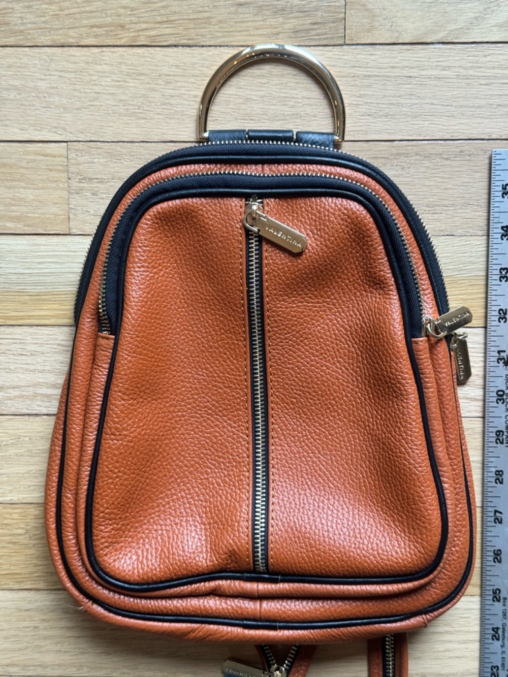 Valentina Leather Crossbody Bag Tan Brown Convertible Backpack Zip